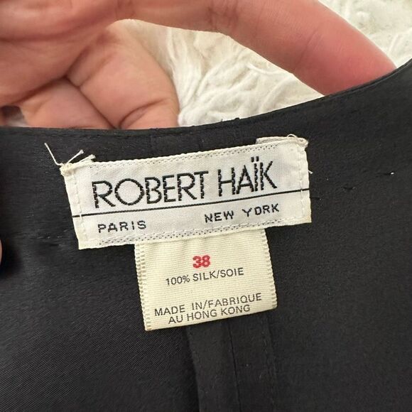 ROBERT HAIK Vintage Black 100% Silk Surplice Embellished Blouse size 38 / Medium - Picture 6 of 8